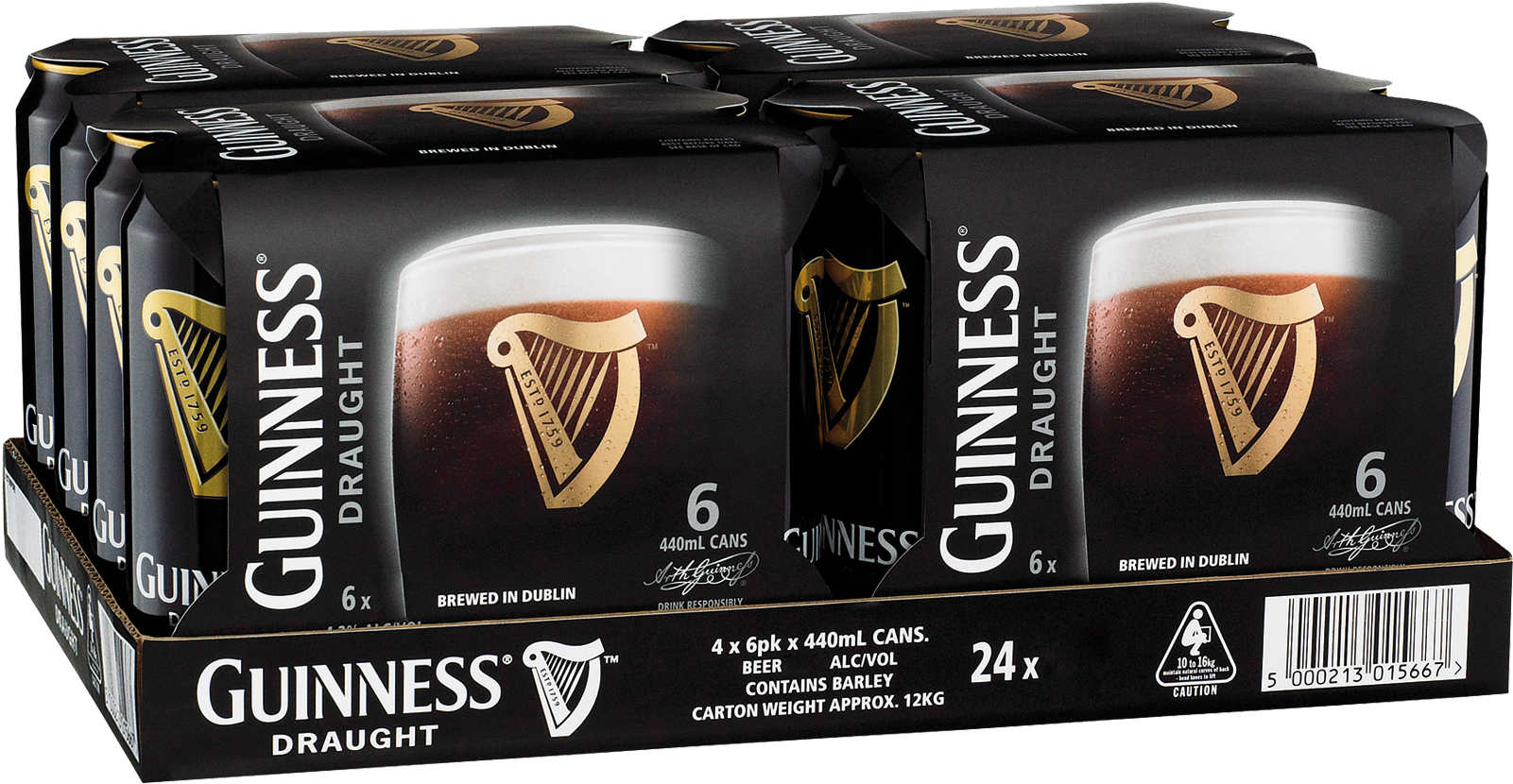 Download Guinness Draught Cans 440ml 24 Case Guinness Draught Can Case Full Size Png Image Pngkit