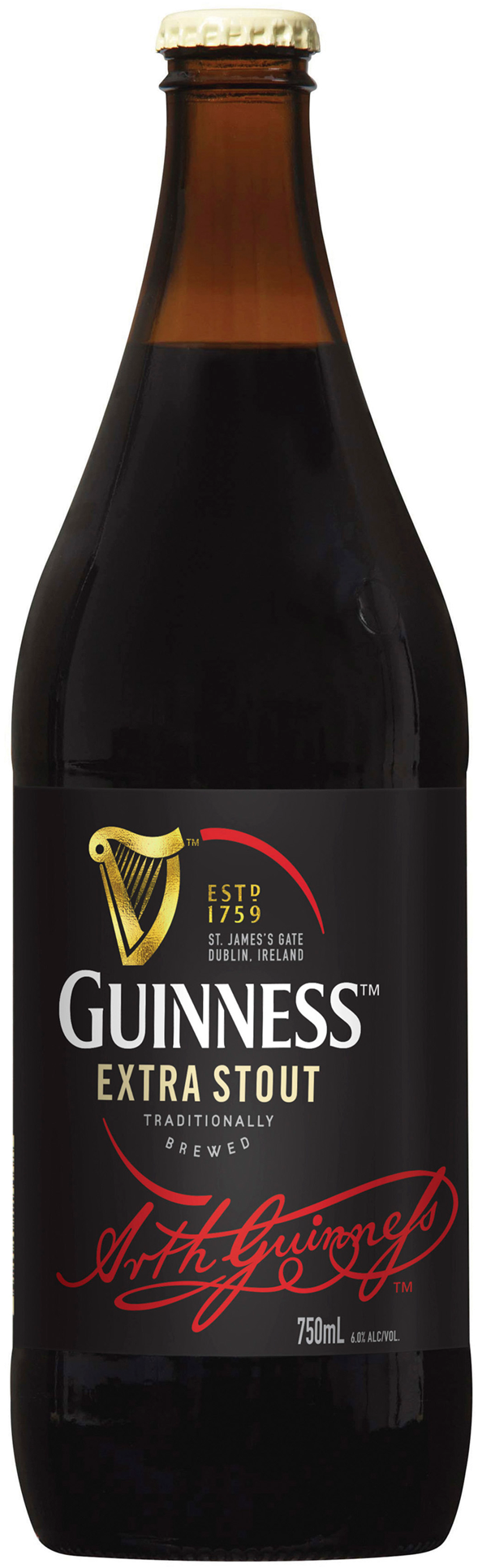 Guinness Extra Stout 750ml Bottle (1600x2000), Png Download