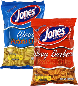 Wavy Bbq Potato Chips - Jones' Wavy Barbecue Potato Chips 2.25 Oz. Bag (543x499), Png Download