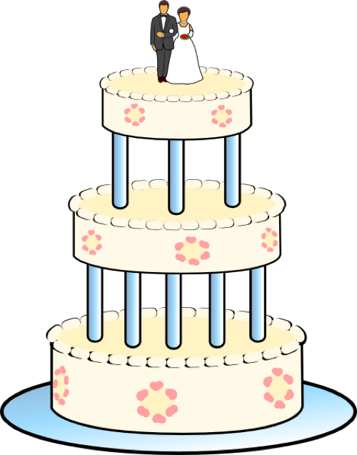 Wedding Vector - Three Tiered Cake Cartoon (468x597), Png Download