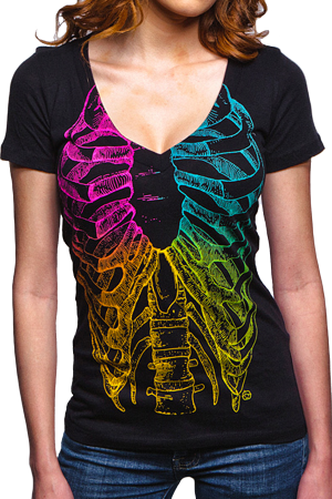 Goodie Two Sleeves Women's Girls Rainbow Rib Cage V - Goodie Two Sleeves Rainbow (300x450), Png Download