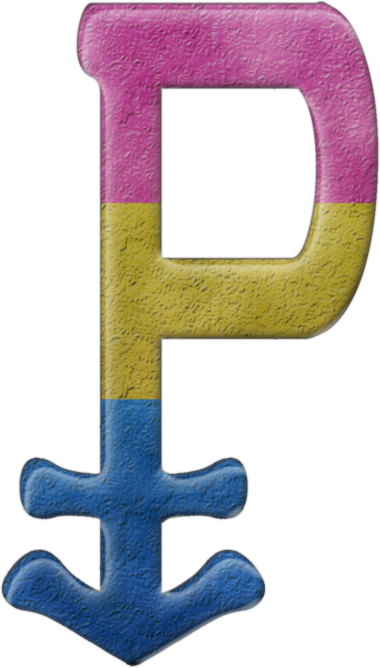 Pansexual Pride “p” Symbol In Matching Pride Flag Colors - Pansexual P Symbol (765x1344), Png Download