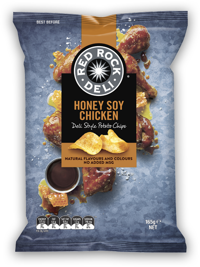 Potato Chips Range - Red Rock Deli Honey Soy Chicken (412x562), Png Download