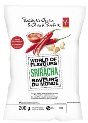A Bag Of Pc World Of Flavours Sriracha Flavour Rippled - President's Choice Sriracha Chips (420x420), Png Download