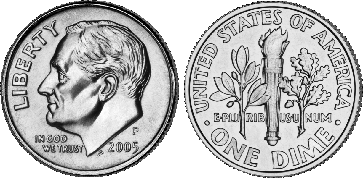 Roosevelt Dime 2005 Combined - Dime Cent (1266x629), Png Download