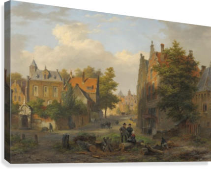 View Of A Town With Figures In Conversation Canvas - View Of A Dutch Town (429x345), Png Download