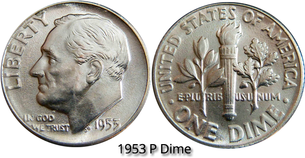 1953 Dime - Quarter Dollar 1995 P (600x325), Png Download