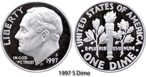 1997 Dime - Proof Dime (600x325), Png Download
