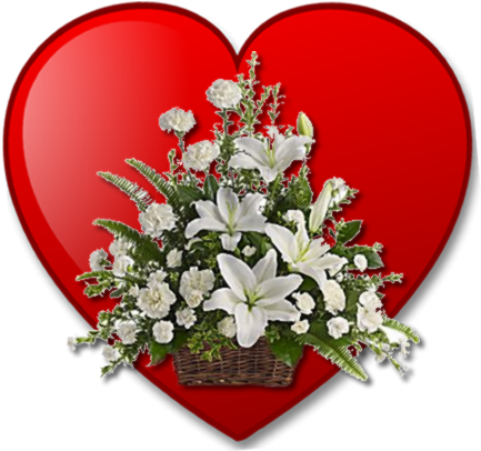 Peaceful White Lilies Sympathy Basket (436x417), Png Download