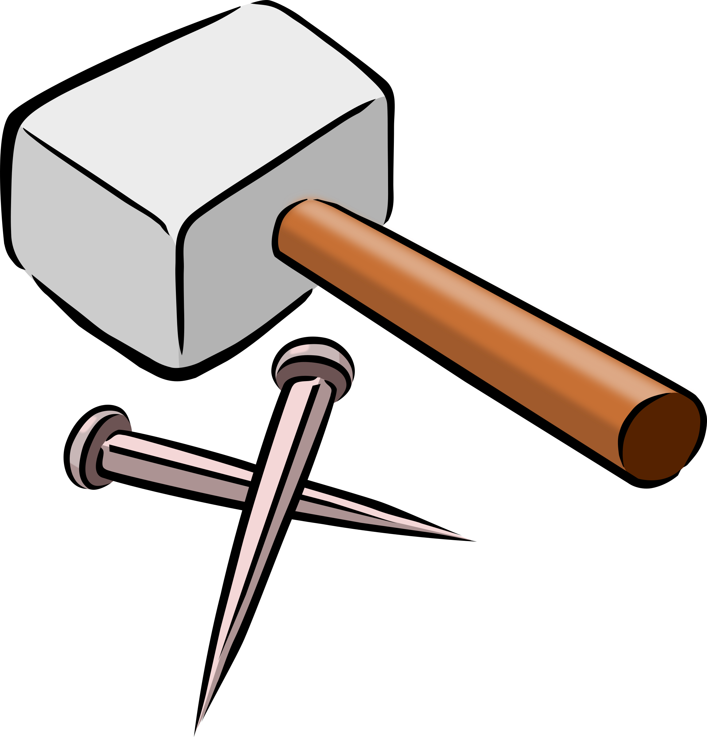 Hammer Clipart No Background Solid Color - Hammer And Nails Cartoon (2303x2400), Png Download