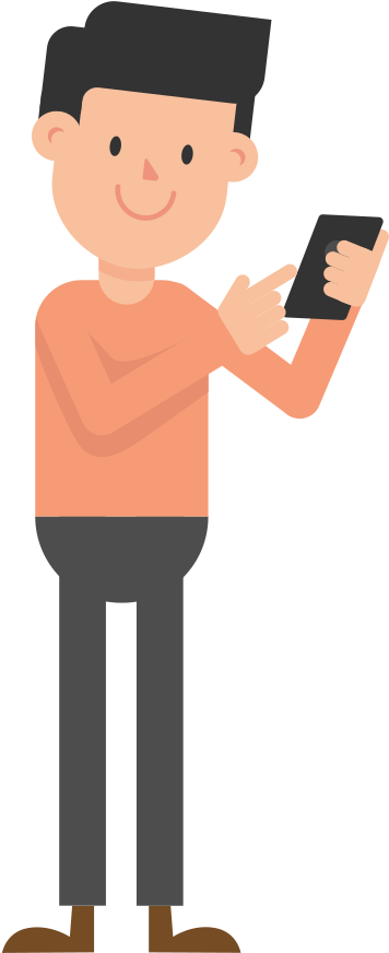 Open - Animated Person Looking At Their Phone (2000x1125), Png Download
