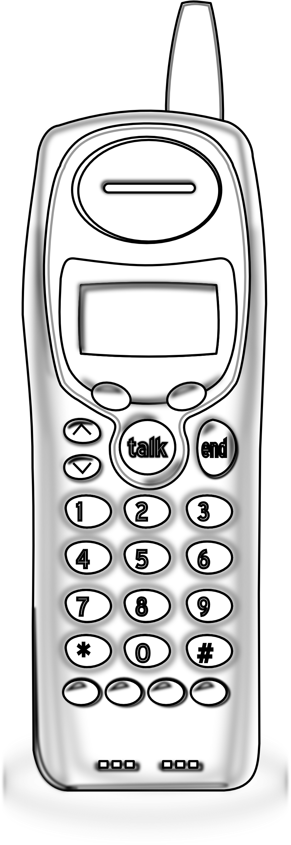 Clipartist Net Clip Art No Basestation Coloring - Cordless Phones Black White (999x2868), Png Download