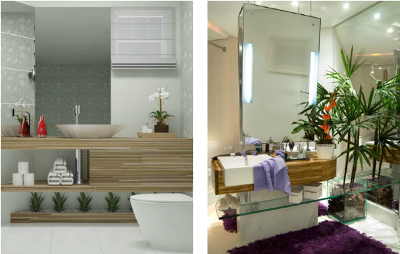 Banheiros Decorados Com Plantas 14 - Plantas Artificiais Para Banheiro (600x396), Png Download
