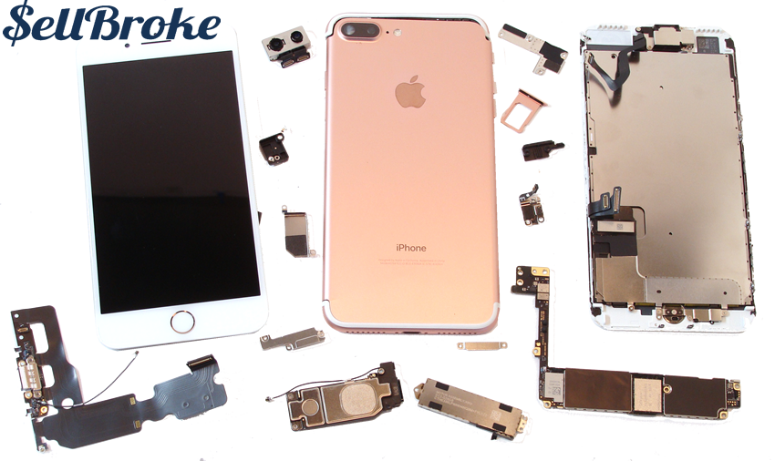 Broken Iphone 7 In Parts (850x506), Png Download