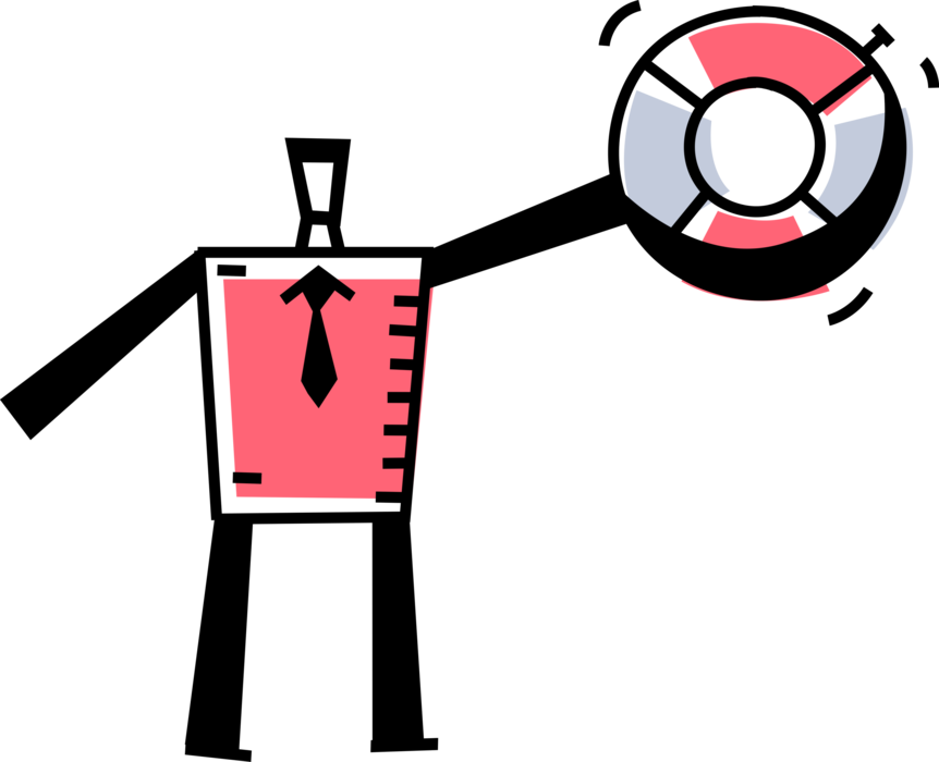 Vector Illustration Of Businessman Offers Life Vest (862x700), Png Download