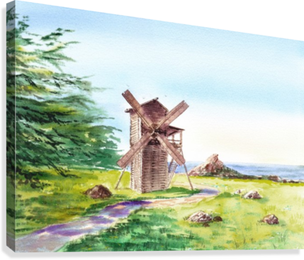 Landscapes Of California Fort Ross Windmill Canvas - Fort Ross Windmill (429x367), Png Download