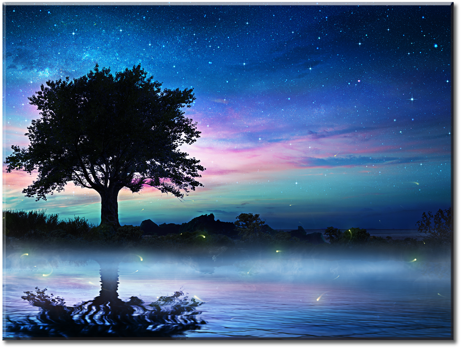 Beautiful Night Sky - 星空 湖泊 (1000x750), Png Download