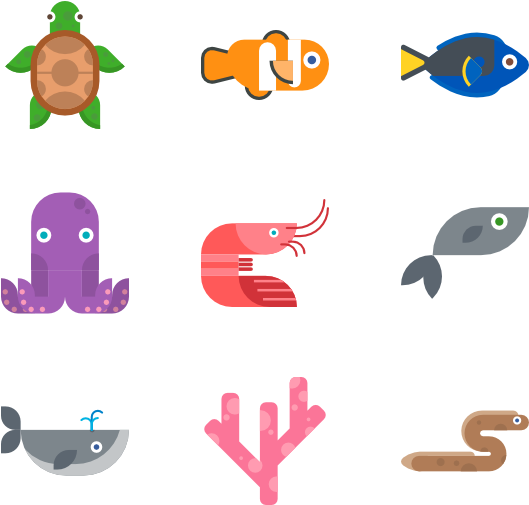 Aquatic Animal Collection - Vector Graphics (600x564), Png Download