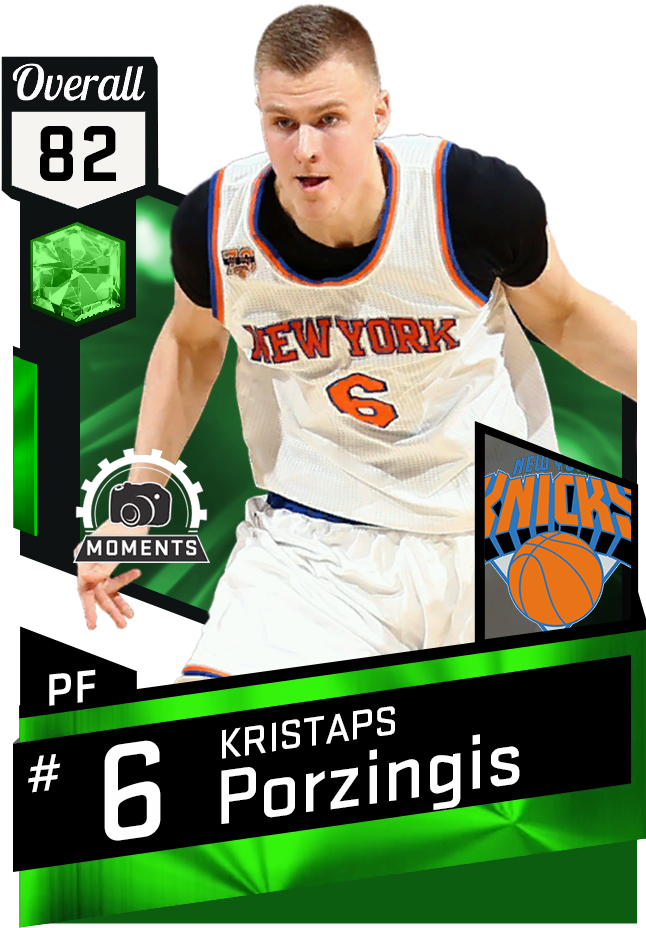 82 Ovr Porzingis, Isaiah Thomas, Mike Conley & Marc - Kristaps Porzingis 2016-17 Action Photo Print (651x941), Png Download