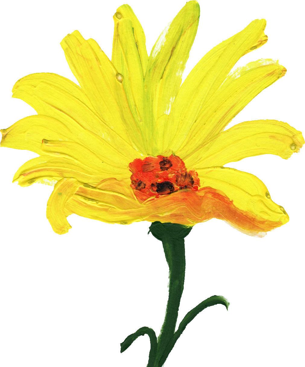Go To Image - Yellow Flower Paint Png (1011x1215), Png Download