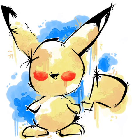 1 Of - Pikachu Watercolor Electric Slouchy V-neck (500x500), Png Download