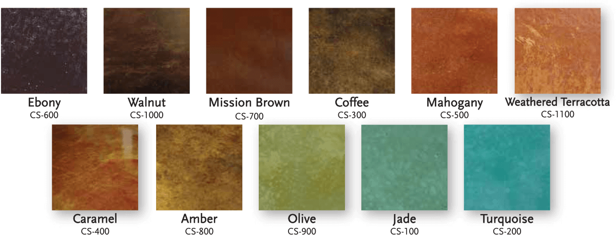 Concretecoatings Vividacidstaings Colorchart - Coffee Acid Stain Concrete (1200x459), Png Download