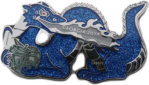 Blue Anniversary Classic Dragon - Belt Buckle (800x600), Png Download