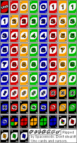 Cards And Cursors - Uno Cards Sprite Sheet (270x498), Png Download