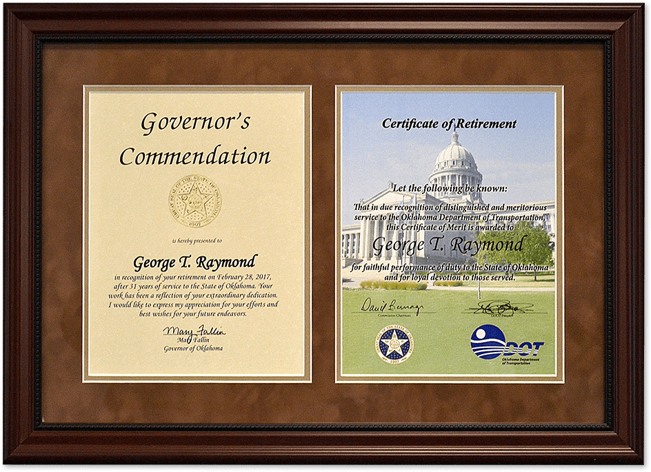 Dual Retirement Certificate And Commendation Letter - Retirement (1080x1080), Png Download