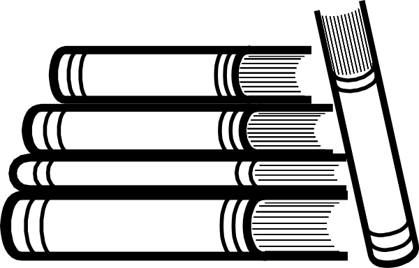 Free Stack Of Books Png - Book Stack Clipart Black And White (600x384), Png Download