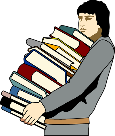 Stack Of Books Clipart - Carrying Lots Of Books (400x475), Png Download