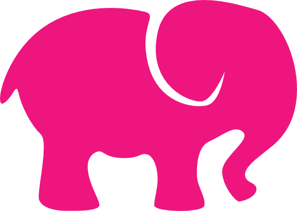 Hot Pink Elephant Clip Art At Clker - Elephant Clipart Pink (600x427), Png Download