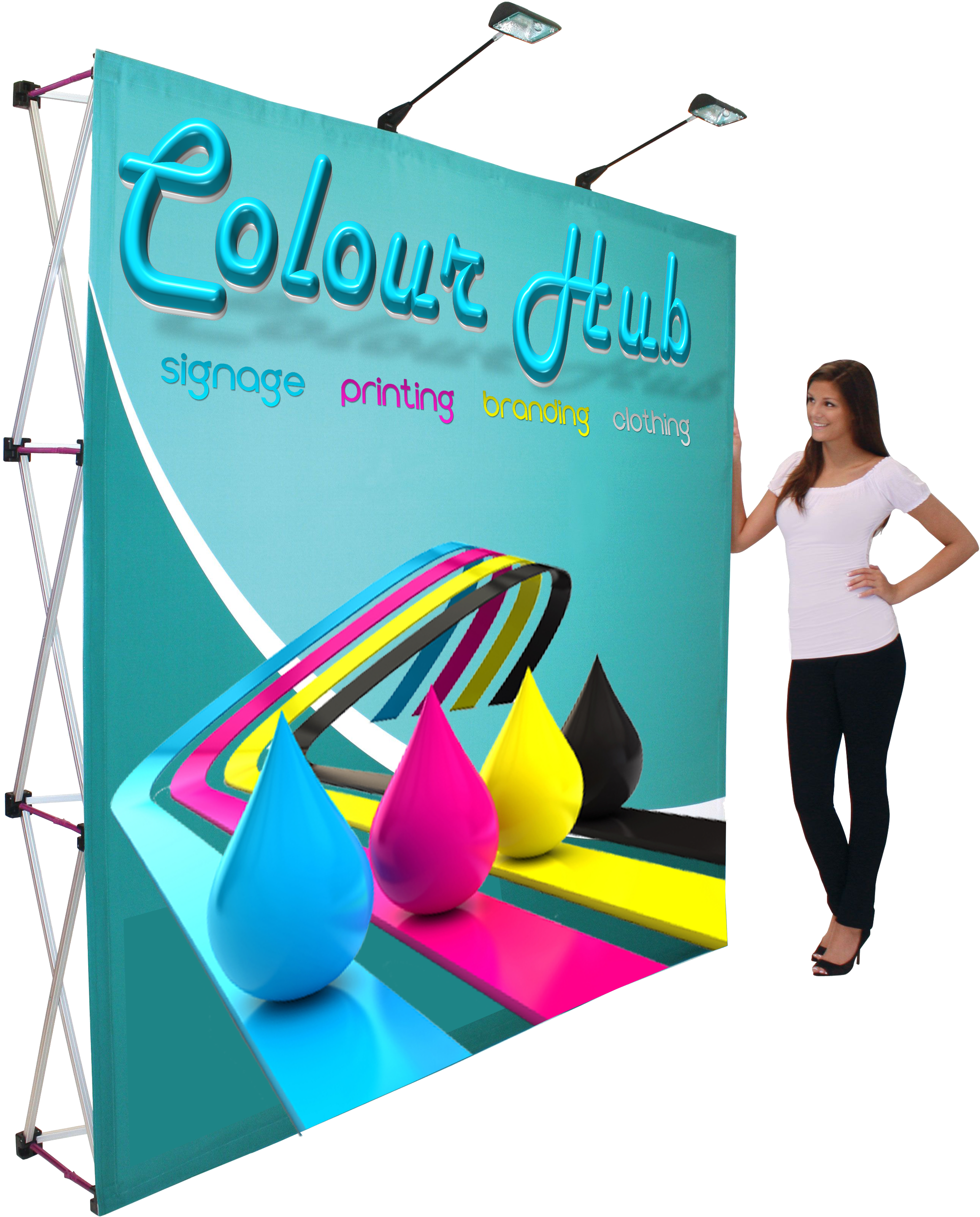 5 X - Fabric Pop Up Display Hop Up 8 Foot Straight With Printed (3000x3405), Png Download