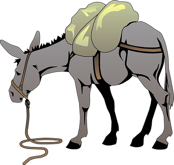 Donkey Gray Load Animal Tail Mammal Pack D - Donkey Clip Art (358x340), Png Download