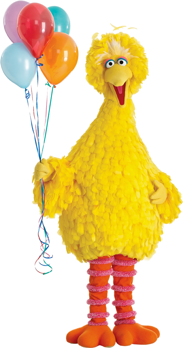 Big Wishes For Big Bird Today Is His Birthday - Big Bird With Balloons (682x1200), Png Download