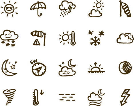 Sunny Icons - Hand Drawn Weather Icons (468x373), Png Download