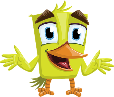 Bird Green Charming Beak Big Beak Eyes Hel - Love Long Weekends (399x340), Png Download