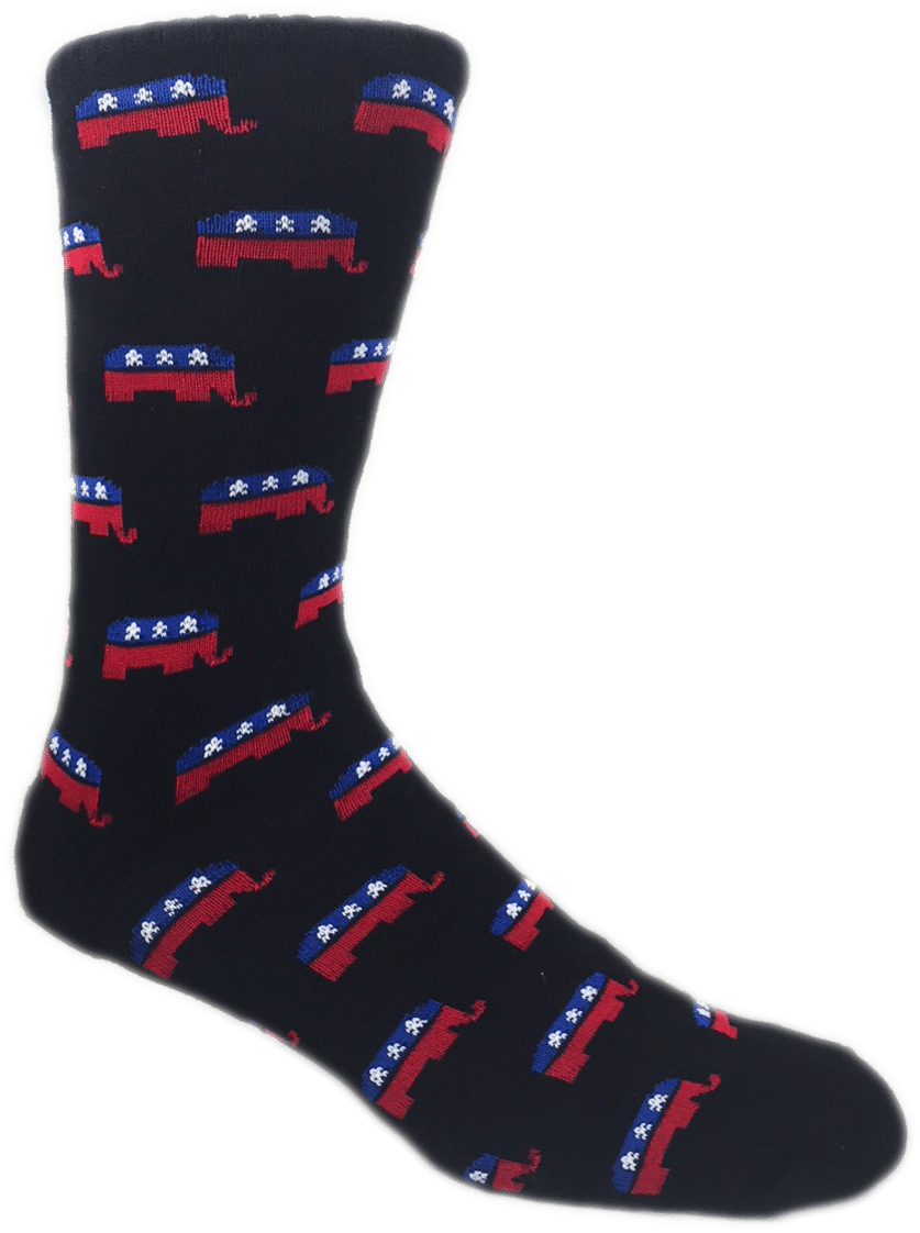 Black/usa Gop Elephants - Sock (1224x1232), Png Download