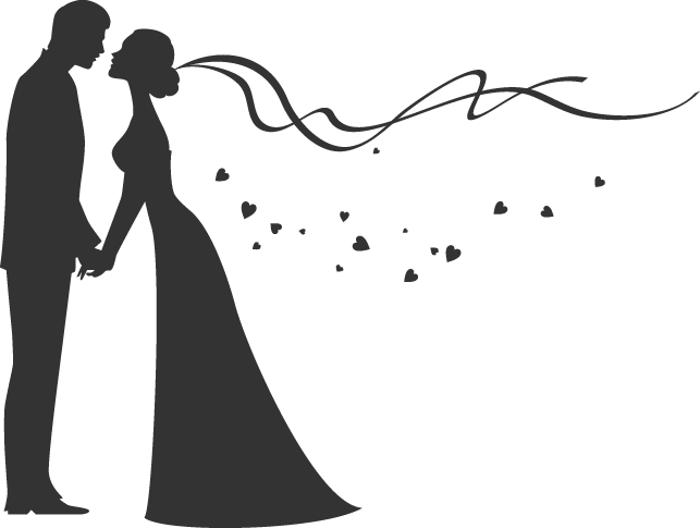 Wedding Png Svg Library Download - Bride And Groom Silhouette (643x485), Png Download