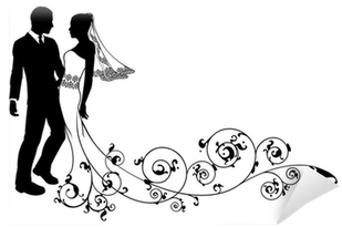 Wedding Couple Bride And Groom Silhouette Wall Mural - Silhouette Clip Art (400x400), Png Download