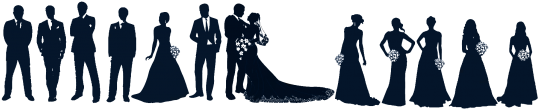 Bridesmaid Clipart - Bride And Groom Silhouette Clip (588x225), Png Download