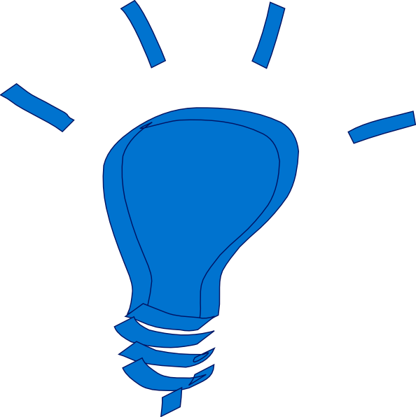 Blue Light Bulb Clip Art - Lightbulb Clipart No Background (594x596), Png Download
