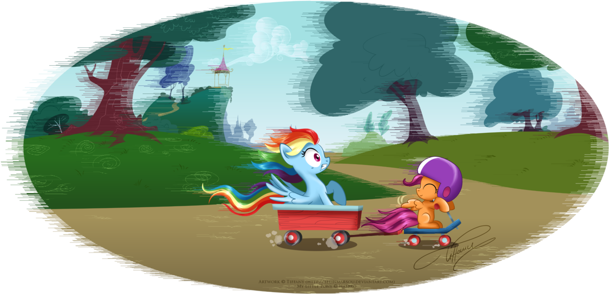 Selinmarsou, Rainbow Dash, Safe, Scootaloo, Scootalove, - Art (1280x640), Png Download