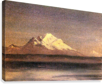Snowy Mountains In The Pacific Northwest 2 By Bierstadt - Poster: Albert Bierstadt Snowy Mountain In The Pacific (428x352), Png Download
