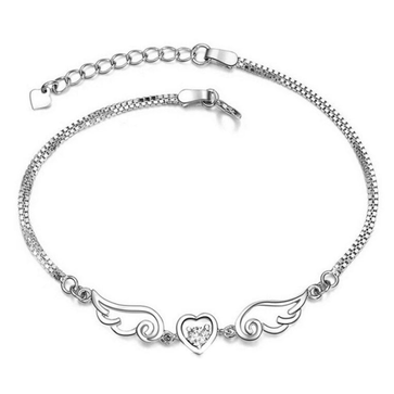 Heart Love Angel Wings Chain Bracelet Purple (498x373), Png Download