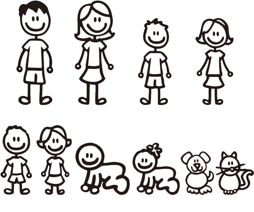 Stick Figure Family - Familia Stickers Para Autos (930x930), Png Download
