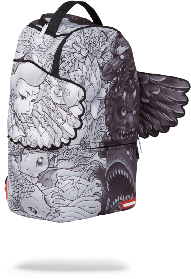 Black Backpack With Wings - Sprayground Bookbags With Wings (802x1023), Png Download