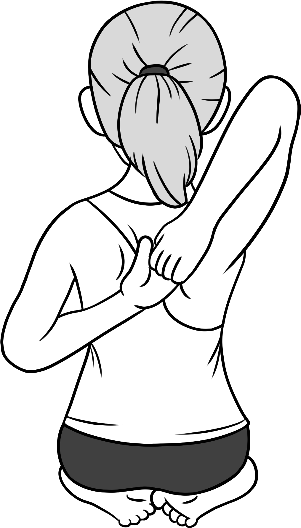 Cow Face Pose For Shoulders - Sketch (3806x3240), Png Download