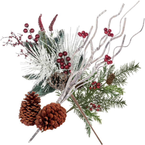 Evergreen Is Commonly Associated With Winter And It's - Snowy Floral By Sullivans Décor - Snowy Pine Pick (615x648), Png Download