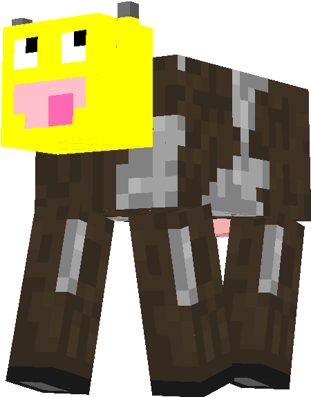 Minecraft Cow Face Download - Cartoon (450x574), Png Download